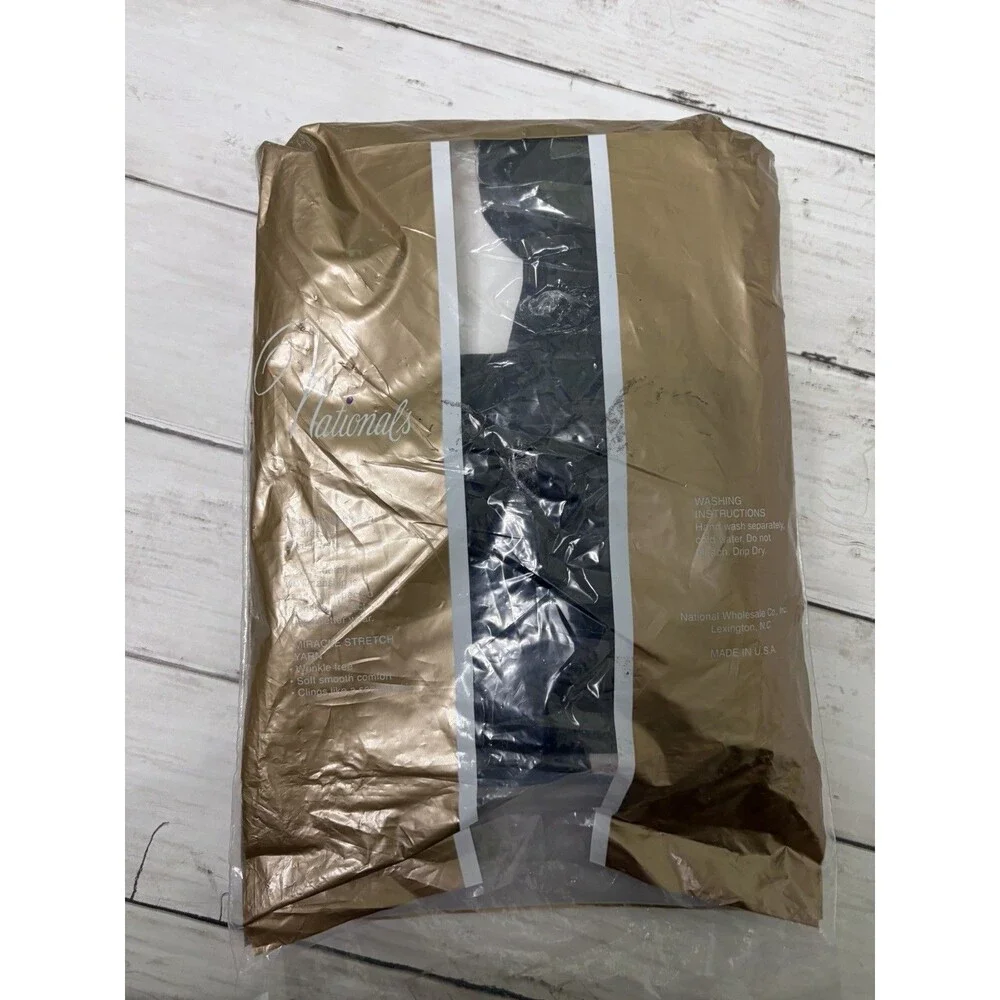 Vintage National Hosiery 5 Pair Soft Black Size B USA NOS Stockings Nylon/Lycra